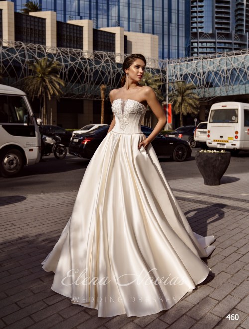 Атласное свадебное платье с корсетом бюстье